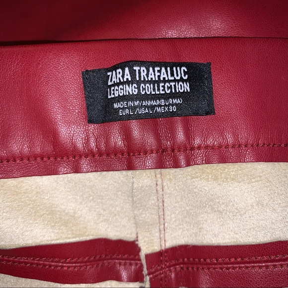 Zara Trafaluc Red Vegan Faux Leather Legging Pants - Picture 8 of 9